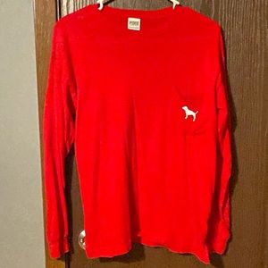 Red Pink long sleeve oversized shirt